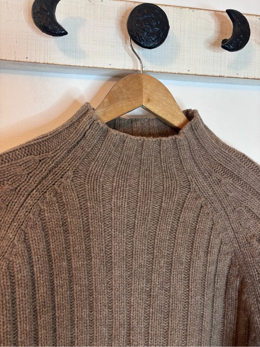 J.Crew Men’s Taupe Ribbed Lambswool Mock Neck Sweater